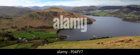 Ullswater da Hallin cadde, Parco Nazionale del Distretto dei Laghi, Cumbria County, Inghilterra, Regno Unito. Hallin caduto è uno dei 214 Wainwrights Foto Stock