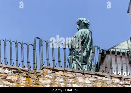 Statua di Karel Hynek Macha, Litomerice, Boemia settentrionale, Repubblica Ceca Foto Stock