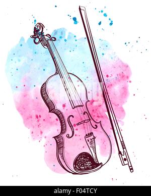 Disegnata a mano violino Illustrazione Vettoriale