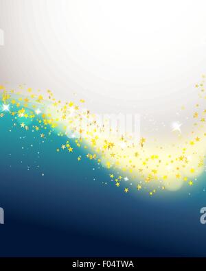 Golden Stars scorre su sfondo blu Illustrazione Vettoriale