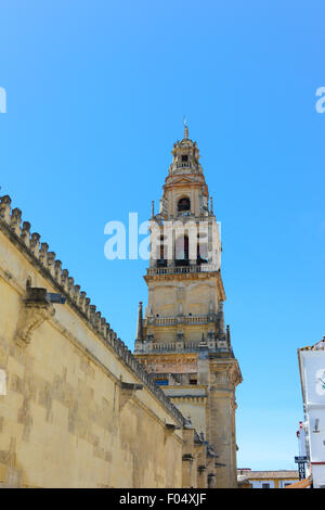 La Mezquita mura e la torre campanaria a Cordoba o Córdoba, Spagna Foto Stock