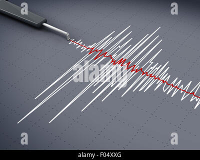 Attività sismica grafico mostrante un terremoto. Foto Stock