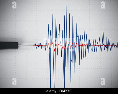 Attività sismica grafico mostrante un terremoto. Foto Stock