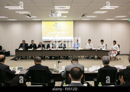 Tokyo, Giappone. Il 7 agosto, 2015. La Tokyo 2020 Comitato per l organizzazione di interviste ai membri della World Karate Federation (WKF), che considera i nuovi eventi per inclusione nel 2020 Tokyo Olimpiadi, Tokyo, Giappone. Credito: Uta MUKUO/Tokyo2020/AFLO/Alamy Live News Foto Stock