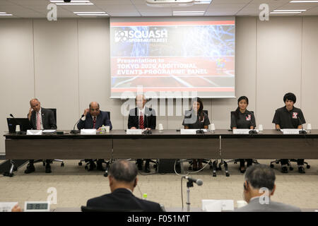 Tokyo, Giappone. Il 7 agosto, 2015. La Tokyo 2020 Comitato per l organizzazione di interviste ai membri della World Squash Federation (WSF), che considera i nuovi eventi per inclusione nel 2020 Tokyo Olimpiadi, Tokyo, Giappone. Credito: Uta MUKUO/Tokyo2020/AFLO/Alamy Live News Foto Stock