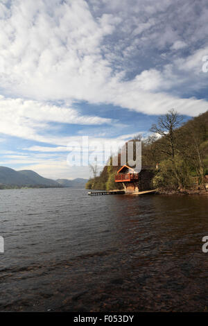 Il Duca di Portland boathouse in Ullswater, Parco Nazionale del Distretto dei Laghi, Cumbria, England, Regno Unito Foto Stock