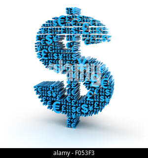 Segni di dollaro formata da importanti simboli di valuta Foto Stock