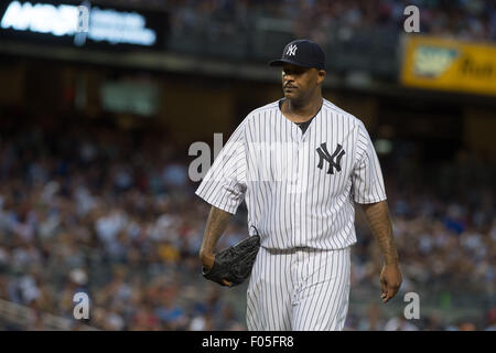 New York, New York, Stati Uniti d'America. Il 6 agosto, 2015. Yankees' CC SABATHIA nella terza inning, New York Yankees vs. Boston Red Sox, Yankee Stadium, giovedì 6 agosto 2015. Credito: Bryan Smith/ZUMA filo/Alamy Live News Foto Stock