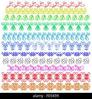 Set di colorati punto di cucitura su sfondo bianco Foto Stock