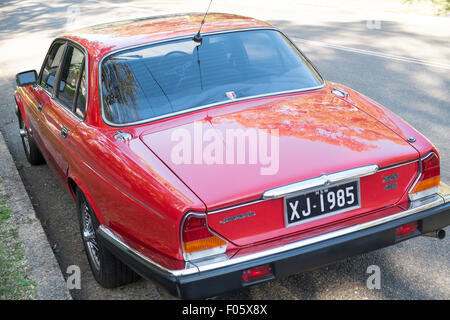 Berlina a 4 porte Jaguar 3 1985 Classic Red XJ6 nel nuovo Galles del Sud, Australia Foto Stock