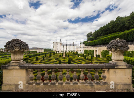 I giardini del castello di Chateau de Villandry in Indre-et-Loir, Francia Foto Stock