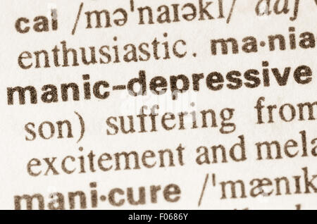 Definizione della parola maniaco-depressivo nel dizionario Foto Stock