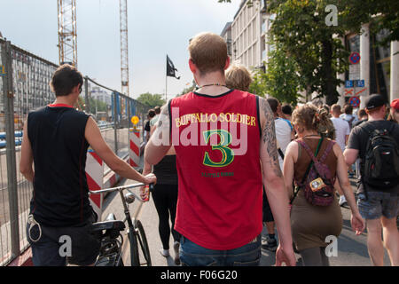 Berlino, Germania. 08 Ago, 2015. "Hanfparade' (canapa parade) manifestazione a Berlino, Germania. I manifestanti richiedono la legalizzazione della marijuana. Foto Stock