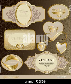 Retro Vintage set di oro bianco etichetta Illustrazione Vettoriale