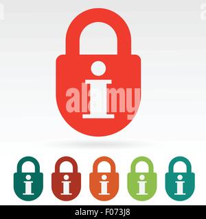 Sicurezza delle informazioni concept web icona vettore piatto design. Illustrazione Vettoriale