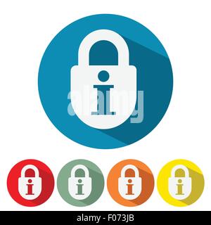 Informazioni di sicurezza icona web design piatto illustrazione vettoriale. Illustrazione Vettoriale