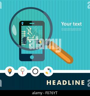 Set di design piatto icone per smartphone Illustrazione Vettoriale