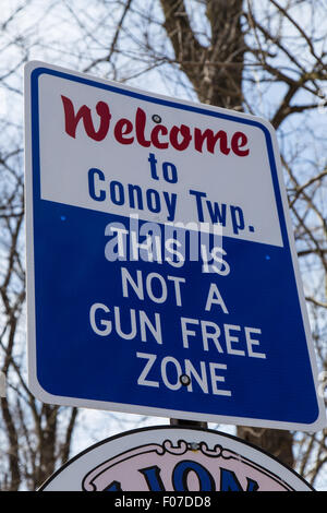 Sign in Lancaster County, PA annunciando che Conoy Township non è una pistola in zona franca. Foto Stock