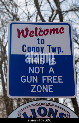 Sign in Lancaster County, PA annunciando che Conoy Township non è una pistola in zona franca. Foto Stock