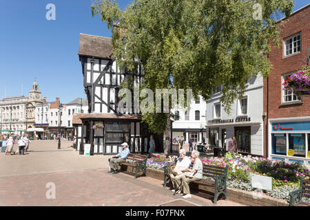 Il XVII secolo la vecchia casa in Hereford shopping centre, Herfordshire, England, Regno Unito Foto Stock