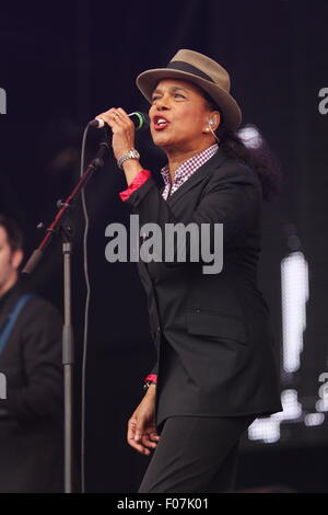 Macclesfield, Cheshire, Regno Unito. Il 9 agosto, 2015. Il selettore di eseguire live al Festival di riavvolgimento del Nord. Credito: Simon Newbury/Alamy Live News Foto Stock