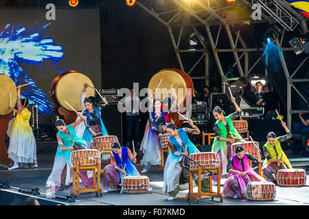 Londra, Regno Unito. 09 Agosto, 2015. Pan di eseguire sul palco del London Festival coreano 2015. Foto Stock