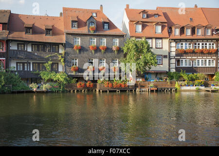 Little Venice, ex quartiere di pescatori sul fiume Regnitz, Bamberg, Baviera, Germania Foto Stock