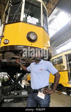 Milano (Italia) (ATM Milano Azienda di Trasporti ), Teodosio tram depot e workshop Foto Stock