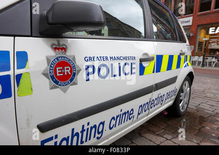 Greater Manchester pattuglia di polizia auto squadra Manchester Inghilterra England Regno Unito Foto Stock