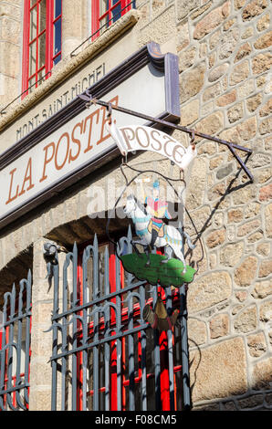 La Poste, l'ufficio postale, sul Mont St-Michel, Normandia, Francia Foto Stock