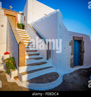 Cappella nella città di Chora su Patmos isola in Grecia. Foto Stock