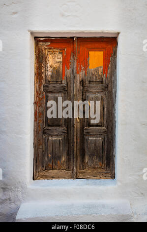 La vecchia porta della città di Chora su Patmos isola in Grecia. Foto Stock