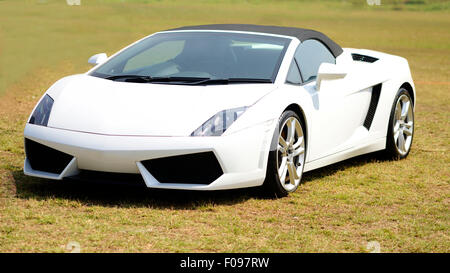 Bombay, India - 26 Gennaio 2013: Bianco Lamborghini Gallardo a Bombay Super Car Show Foto Stock