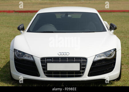 White Audi R8 Quattro a Bombay super car Show ,26 Jan 2013,l'India Foto Stock