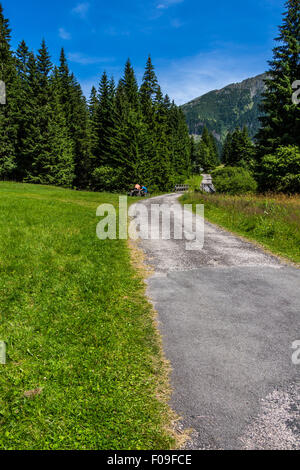 Sul sentiero vicino a Pec pod Snezkou nelle montagne di Krkonose, Repubblica Ceca Foto Stock