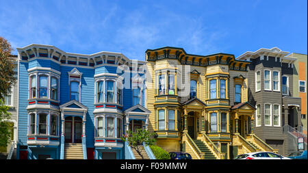 Stile italianamente case vittoriane, San Francisco, California Foto Stock