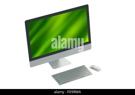 Pc desktop isolati su sfondo bianco Foto Stock