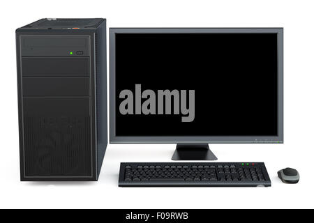 Computer desktop isolati su sfondo bianco Foto Stock