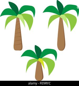 Set di palme in semplice stile piatto, vettore Illustrazione Vettoriale