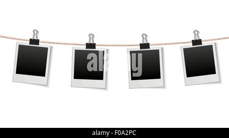 Blank Foto cornici su uno stendibiancheria Illustrazione Vettoriale