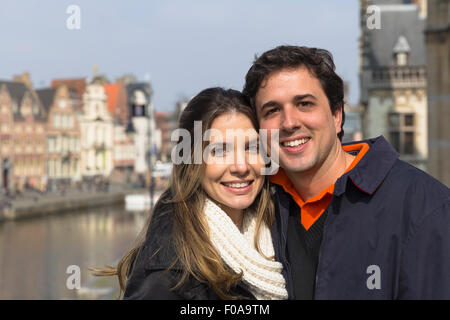 Ritratto di giovane dal fiume Leie, Gand, Fiandre, in Belgio Foto Stock