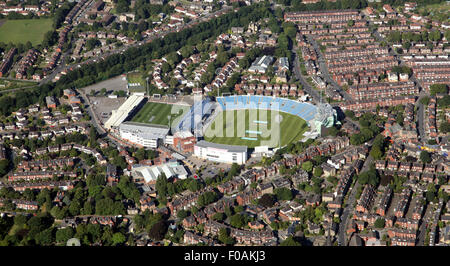 Vista aerea di Headingley Stadium, test match e Yorkshire CCC cricket ground e Leeds rinoceronti Rugby ground, Leeds, Regno Unito Foto Stock