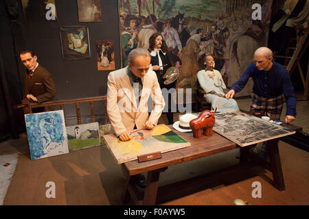 Joan Miro e Pablo Picasso waxwork a Barcellona il Museo delle Cere, la Catalogna, Spagna Foto Stock