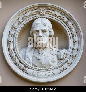 Un busto di Horatio Nelson a Greenwich, Londra. Foto Stock