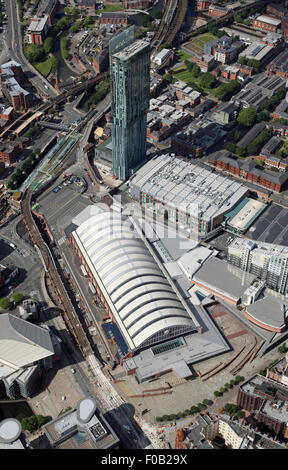 Vista aerea di Manchester Central Convention Complex, o GMEX,e Beetham Tower in Manchester Foto Stock