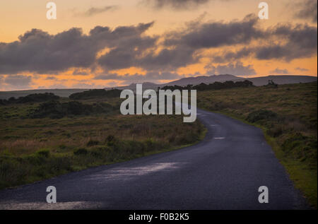 Sunset over Bodmin Moor Foto Stock