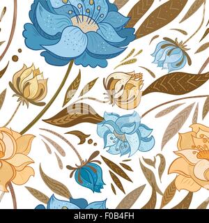 Schizzo Seamless texture con splendida peonia fiori su sfondo bianco Illustrazione Vettoriale