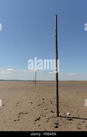 Punti lungo il LINDISFARNE Causeway, vicino BAMBURGH, Northumberland Foto Stock