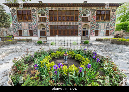 Cortile, UNESCO Palazzo reale Estate di Sheki (Shaki, Seki) Khan aka Palazzo di Shaki Khans, Azerbaigian Foto Stock