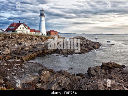 Portland Head Lighthouse nel Maine la mattina presto Foto Stock